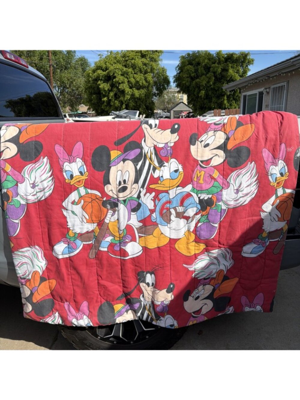 Vintage 90s Disney Mickey Sports Reversible Twin Comforter Blanket Bedding Set - Picture 5 of 15